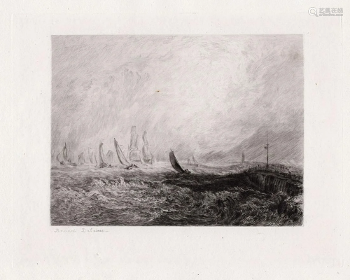 A 1800s WILLIAM TURNER ETCHING COASTAL V…