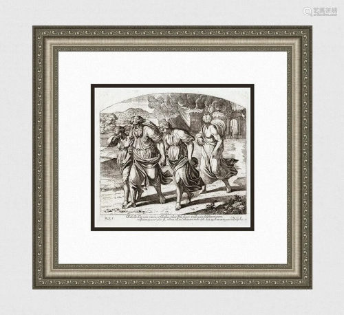 A 1649 RAPHAEL ENGRAVING LOT'S WIFE LOO…