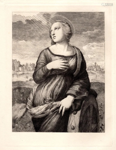 A 1800s RAPHAEL ETCHING ST CATHERINE OF …