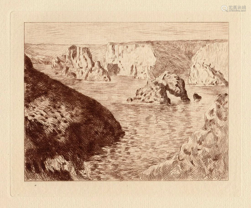 A 1892 CLAUDE MONET ETCHING SEASIDE ROCKS BE…