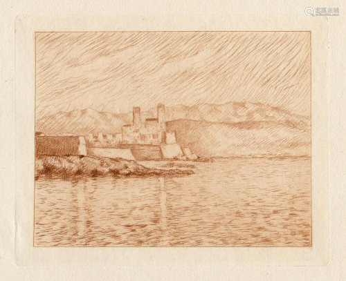 A 1892 CLAUDE MONET ETCHING VIEW OF ANTIBES …