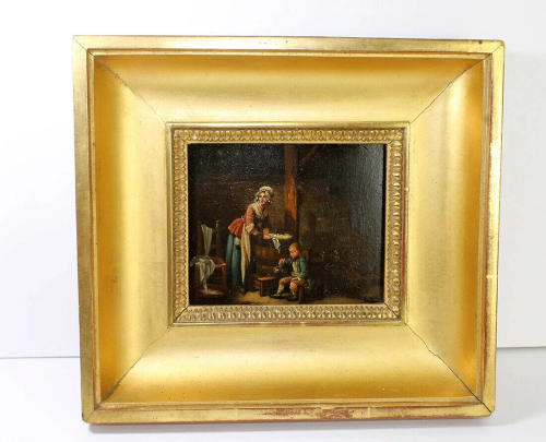 A 1700s FRENCH GENRE OIL PAINTING BUBBLE…