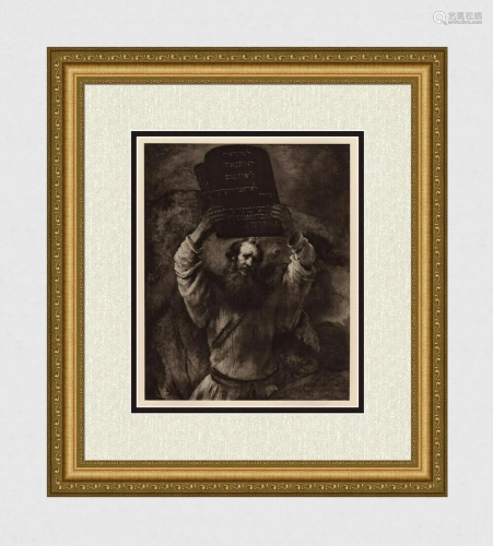 A 1800s REMBRANDT PRINT MOSES SMASHES THE …