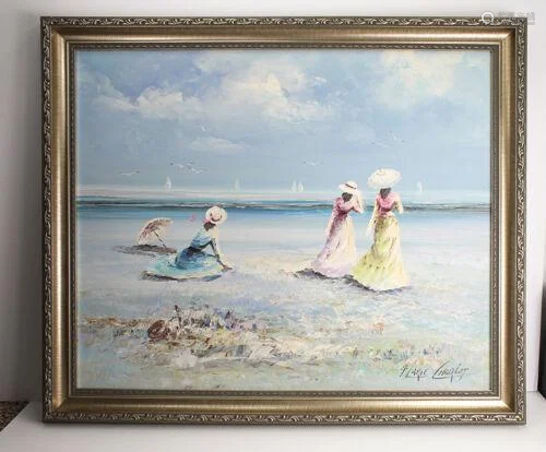 A MARIE CHARLOT PAINTING GIRLS ON BEACH …