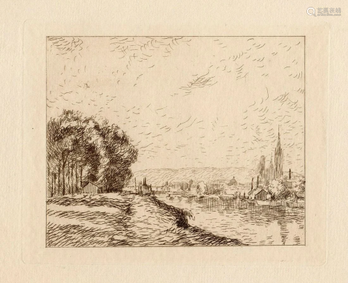 A 1892 CAMILLE PISSARRO ETCHING VIEW OF…