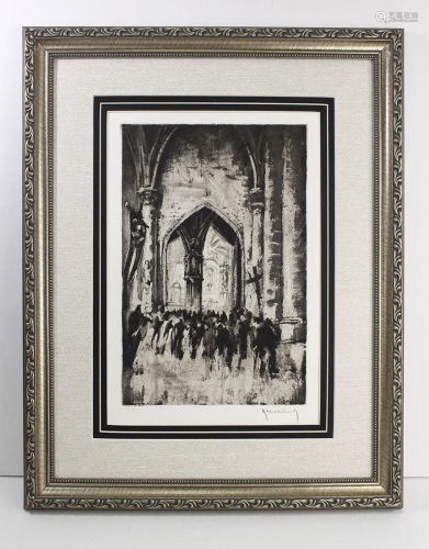 A ROGER HBBELINCK ETCHING ST MARTIN'S CATH…