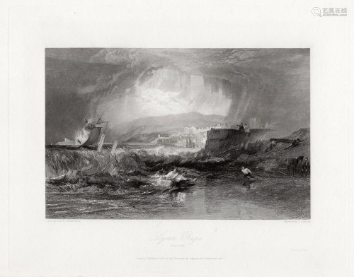 A 1800s WILLIAM TURNER ENGRAVING LYME R…