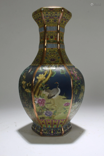 A Chinese Hexa-fortune Estate Crane-portrait Porcelain