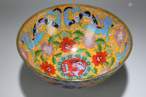 A Chinese Bat-framing Cloisonne Flower-blossom Fortune