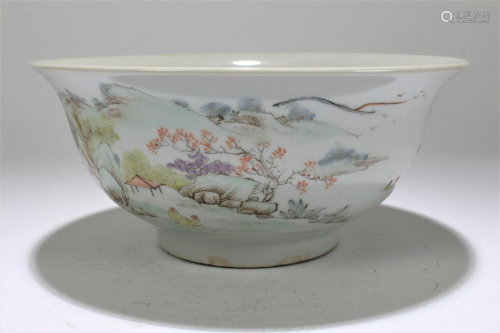 A Chinese Mountain-view Poetry-framing Porcelain …