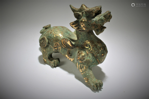 An Estate Chinese Myth-beast Bronze Vessel Statue