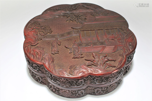 A Chinese Massive Lidded Story-telling Lacquer Box