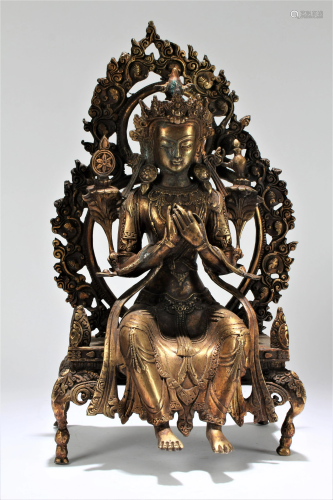 An Estate Tibetan Religious Pondering-pose Statue