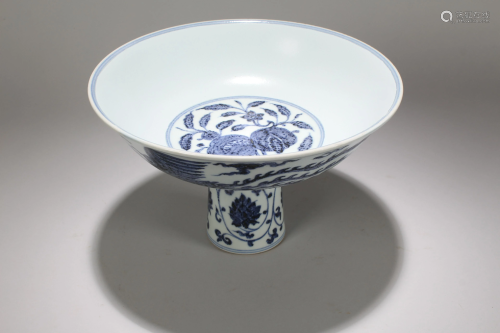 A Chinese Peach-fortune Estate Blue and White…