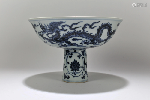 A Chinese Dragon-decorating Estate Blue and W…