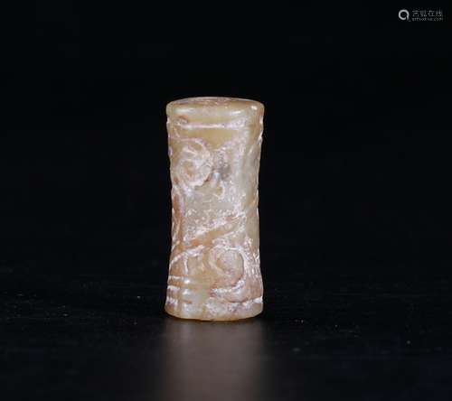 A Chinese jade tubular bead.