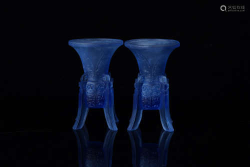 A Pair of Chinese Glass Cups.