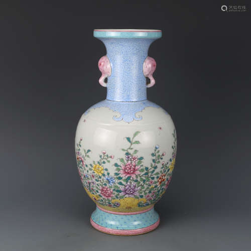 A Chinese Famille Rose Porcelain Vase, Yongzheng Mark.