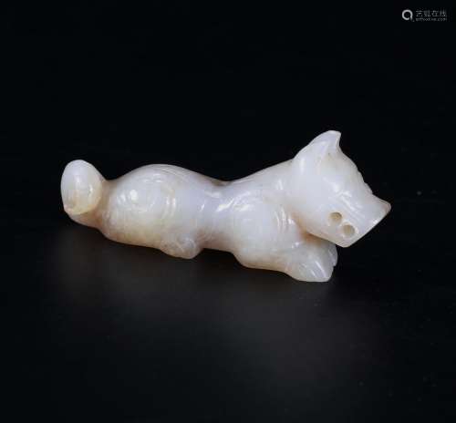 A Chinese Carved Jade Puppy.