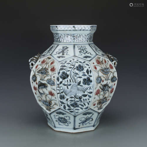 A Chinese blue and white and under glaze porcelain jar.