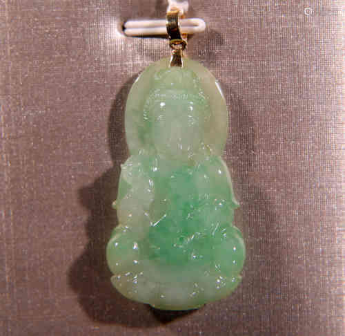 A Chinese Jadeite Pendant of Guanyin.