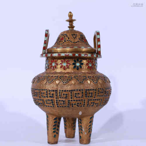 A Chinese Gilt Bronze Incense Burner.