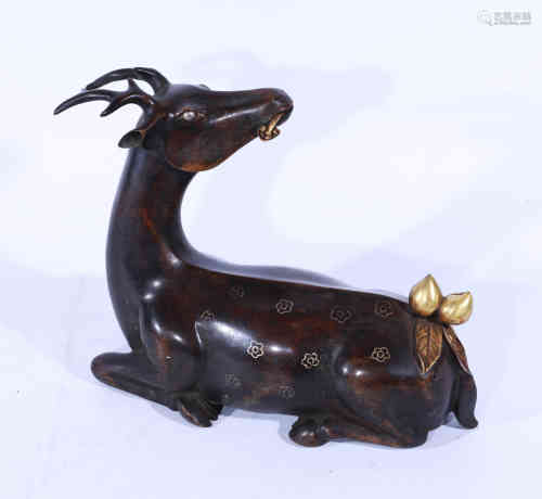 A Chinese Bronze Statue of a Deer.