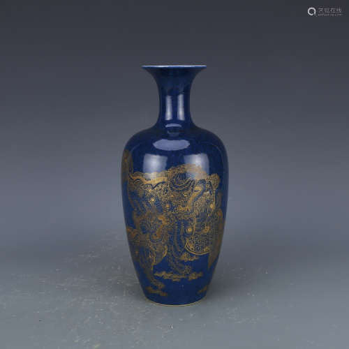 A Chinese gilt powder blue Porcelain Vase.