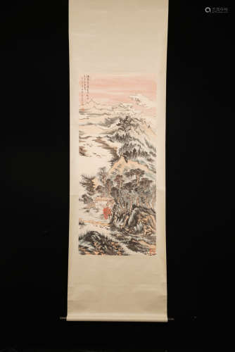 A Chinese Landscape Painting, Lu Yanshao Mark.