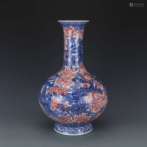 A Chinese Blue and White and Under Glaze Red Porcelain Vase.