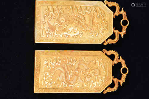 Pair Chinese Dragon & Phoenix Plaques.