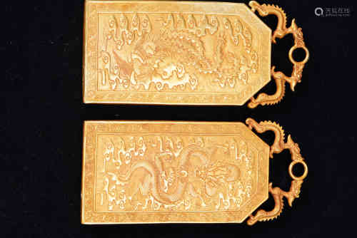 Pair Chinese Dragon & Phoenix Plaques.