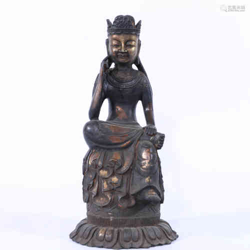 A Chinese Gilt Bronze Statue of Kwan-yin.