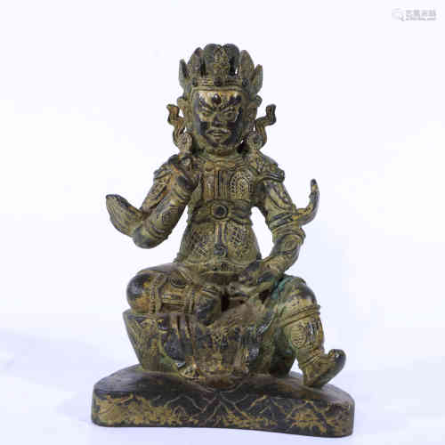 A Chinese Gilt Bronze Statue of the God of Wealth.