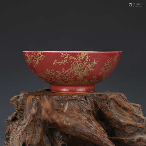 A Chinese Red Glaze Porcelain Bowl.