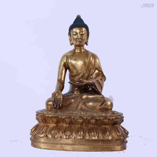 A Chinese Gilt Bronze Buddha Statue of Shakyamuni.