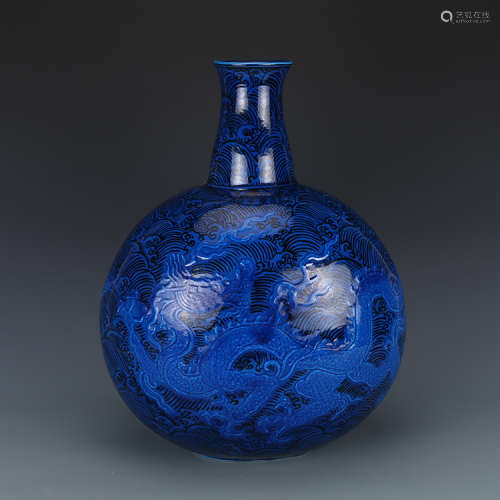 A Chinese Blue Glazed Porcelain Vase.