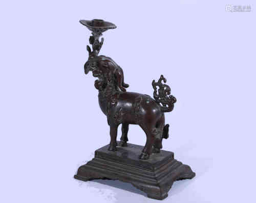 A Chinese Silver inlaid Bronze Figure.
