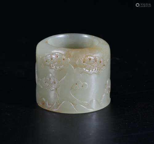 A Chinese Jade Thumb Ring.