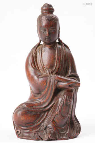 A Chinese Carved Eaglewood Statue of Guanyin.