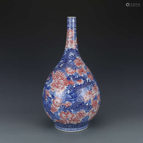 A Chinese Blue and White and Under Glaze Porcelain Vase.