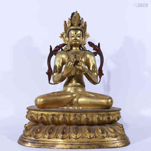 A Chinese Gilt Bronze Bodhisattva of Vajrapani.