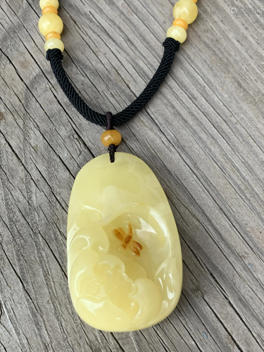 Amber Beeswax Pendant Necklace