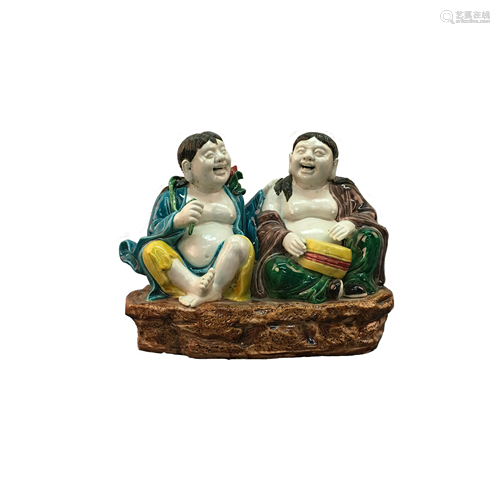 A Pair of Chinese Sancai Figures