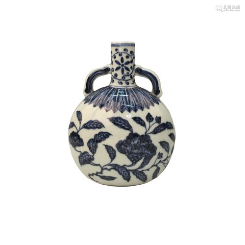 Chinese Blue and White Flower Vase with Xuande Mark