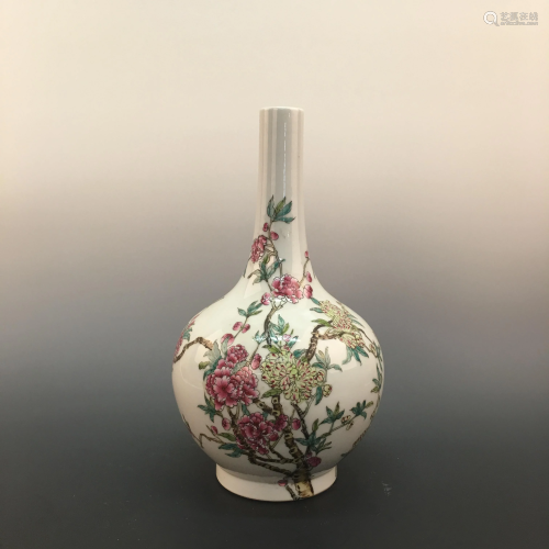 Chinese Famille Rose Vase with Yongzheng Mark
