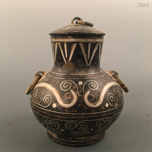 Chinese Silvering and Gold Plating Jar and Cover