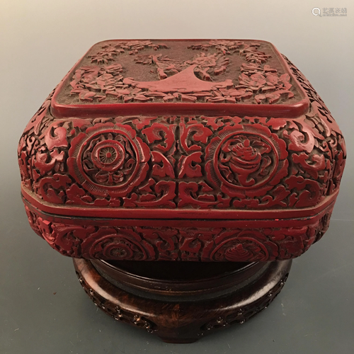 Chinese Lacuqare Ware Square Box and Cover, Qianlo…