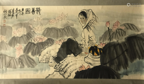 Chinese Hanging Scroll of Beauty Painting