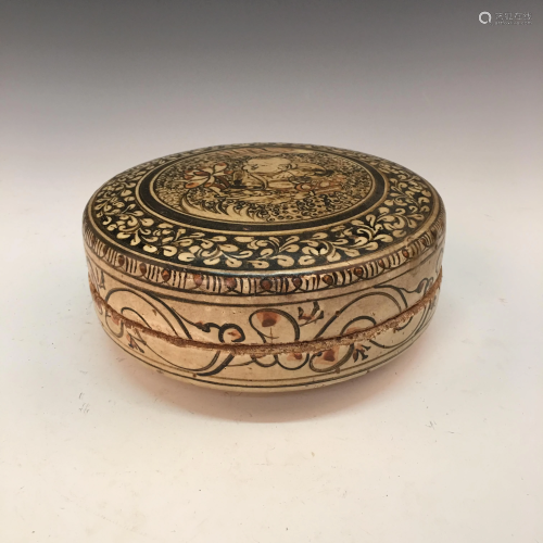 Chinese Cizhou Kiln Round Box and Cover